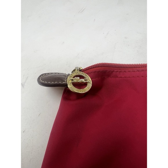 LONGCHAMP Le Pliage Large Red Nylon Packable Tote Bag Purse Leather Top Handle - Picture 7 of 11